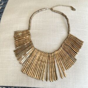 Beautiful statement necklace goldtone copper wavy Bobby pins like a large bib